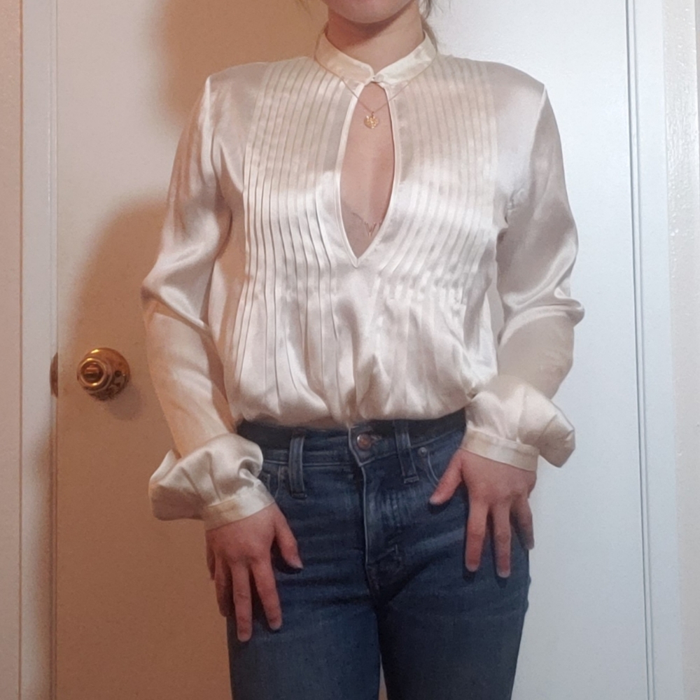 Theory bianca silk top in ivory